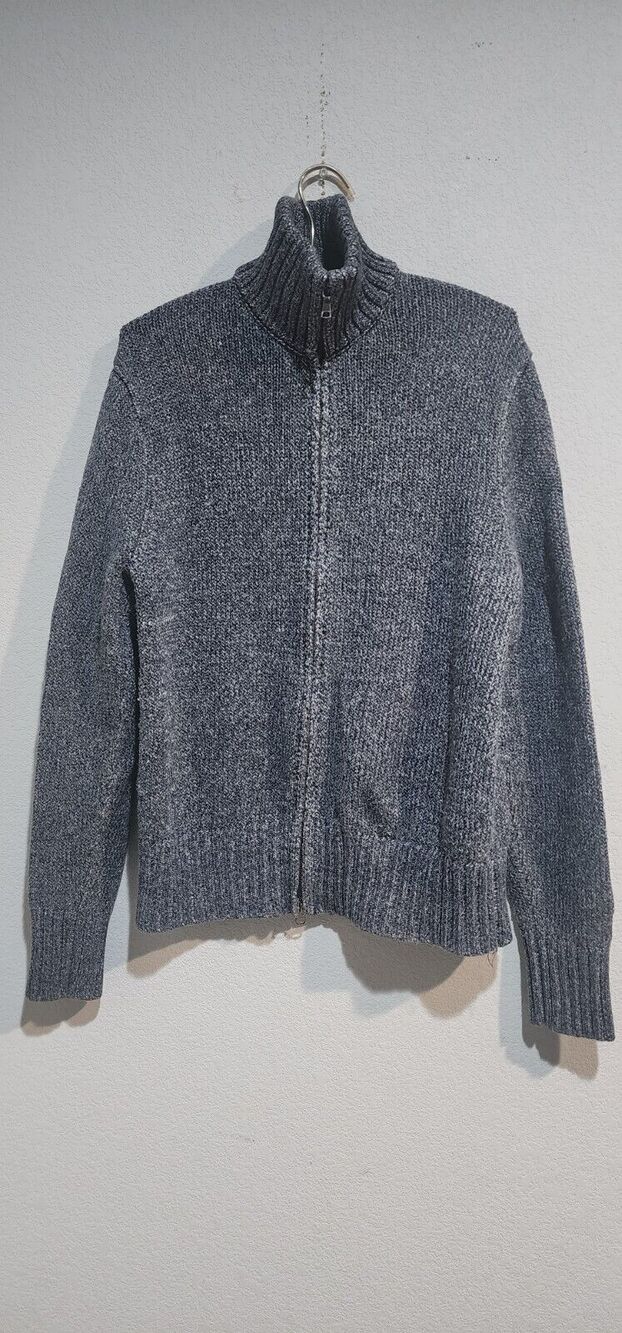BANANA REPUBLIC TWEED FULL ZIP KNIT CARDIGAN JACKET SIZE MEDIUM BLUE